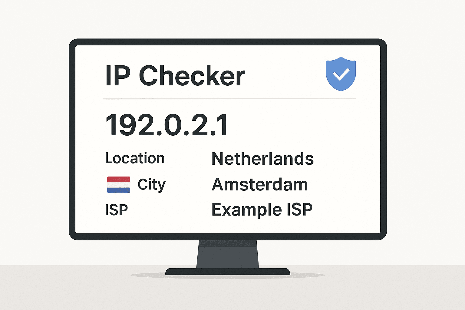 IP checker results on a desktop screen